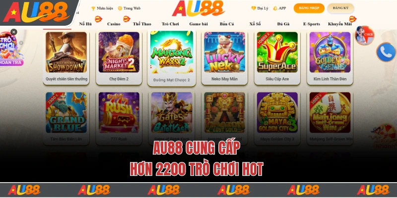 Au88 cung cấp hơn 2200 trò chơi hot
