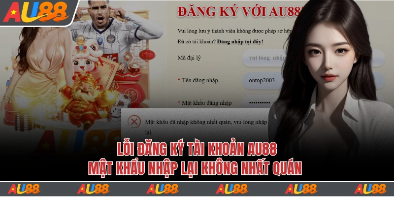 Lỗi mật khẩu nhập lại không nhất quán