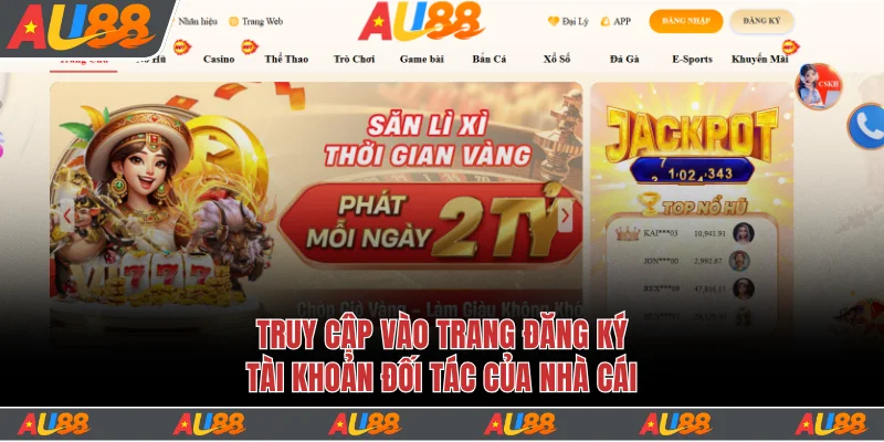 Truy cập vào trang đăng ký tài khoản đối tác của nhà cái